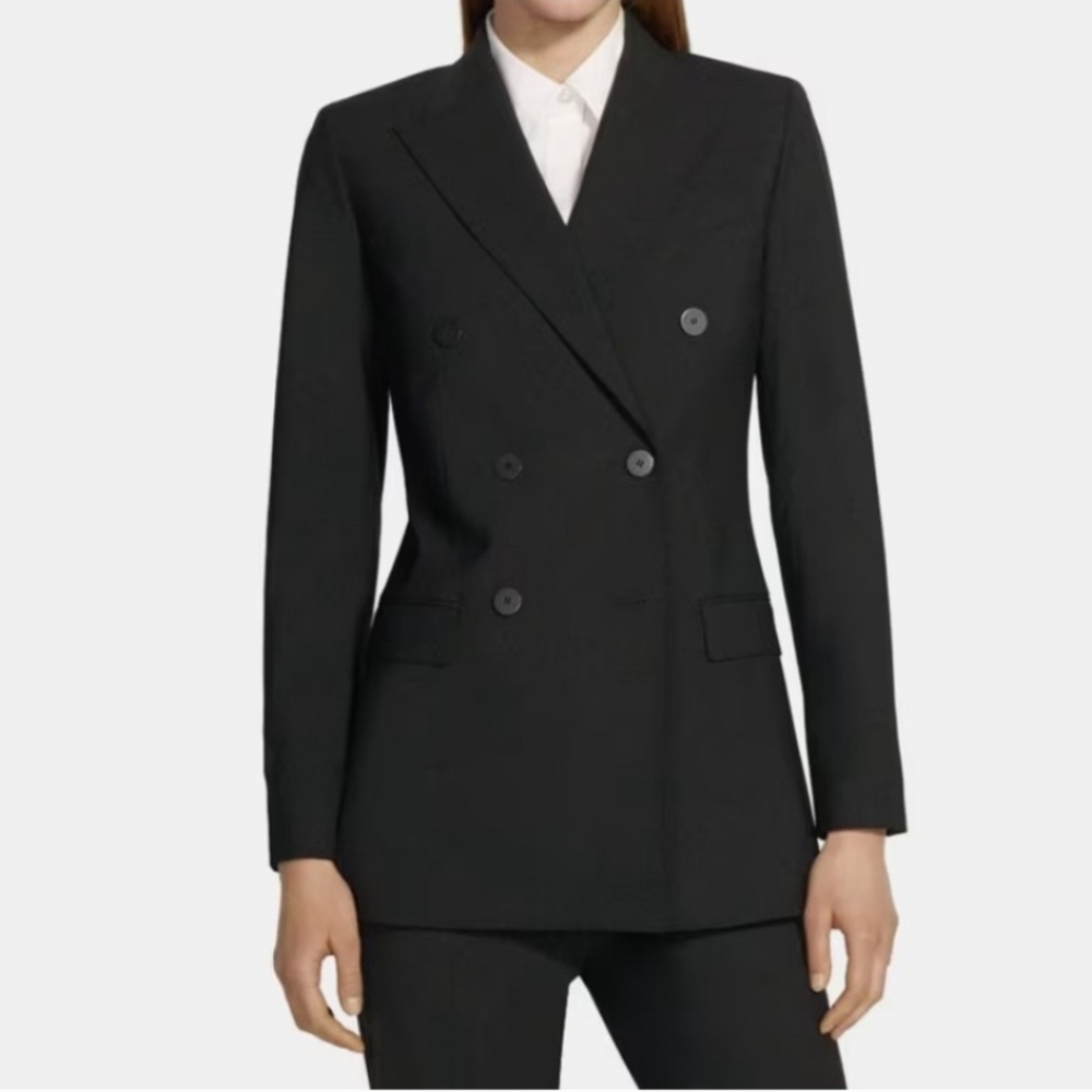 Theory Double-Breasted Black Blazer